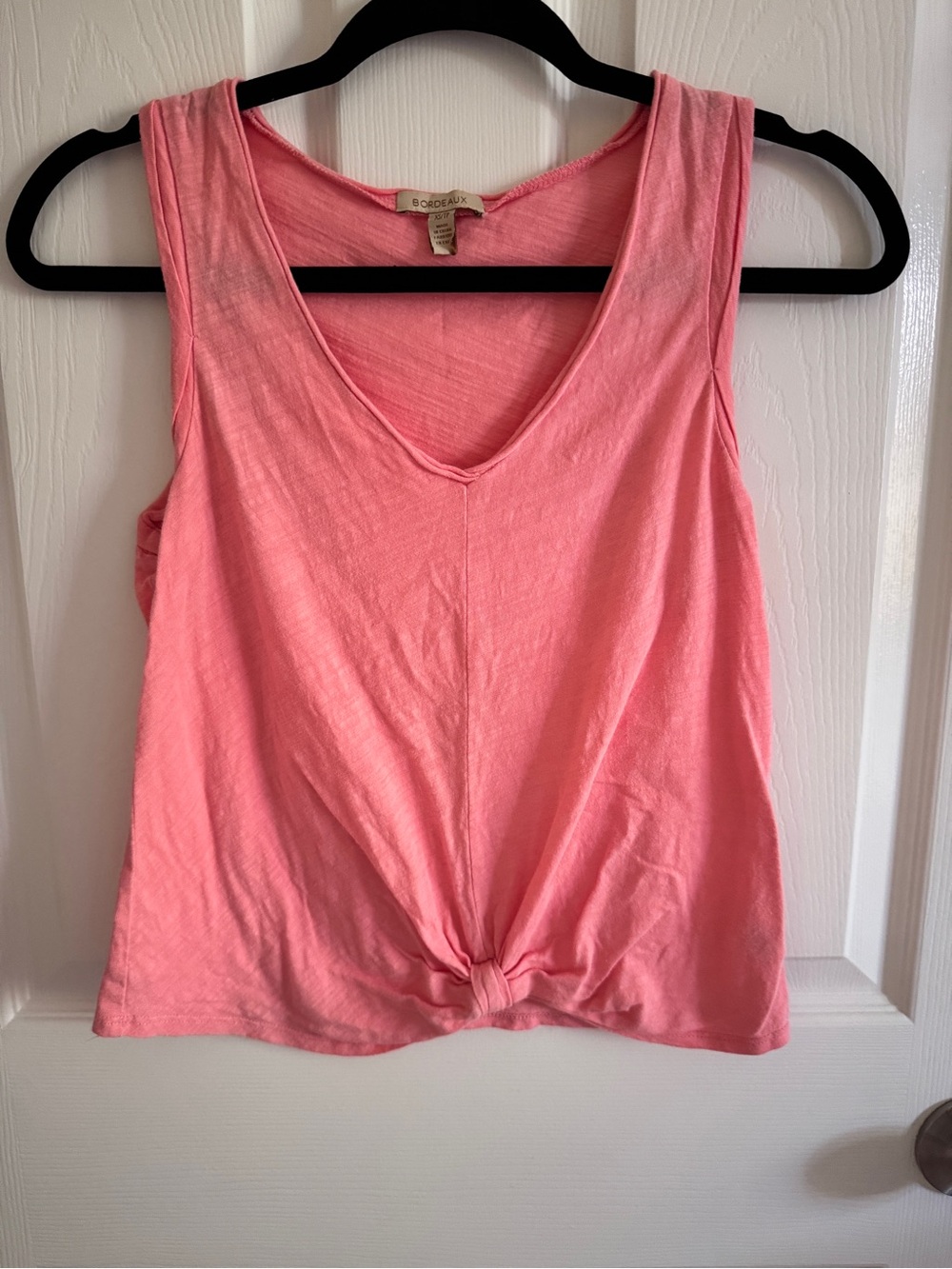 Anthropologie Bordeaux Coral Pink V-Neck Twist-Front Tank